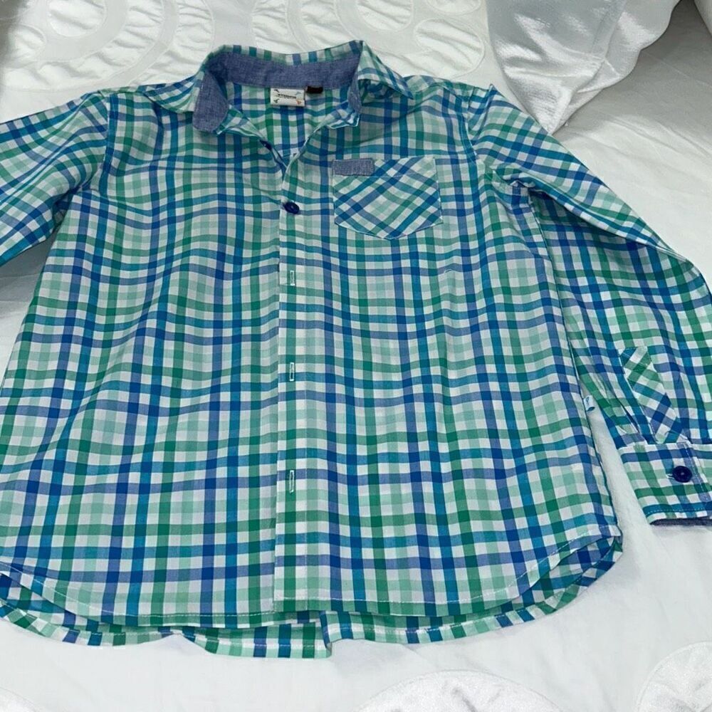Fore axel & hudson green gingham button down boys sz 8